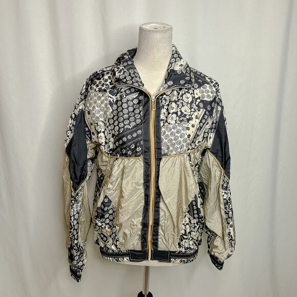 VOS Sports Vintage Patchwork Jacket Windbreaker Paisley Floral Women's L Retro - Picture 2 of 10